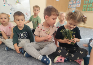 Dzieci poznają składniki potrzebne do kiszenia ogórków