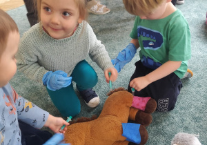 Dzieci bawią się w weterynarza.