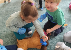 Dzieci bawią się w weterynarza.