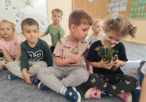 Dzieci poznają składniki potrzebne do kiszenia ogórków